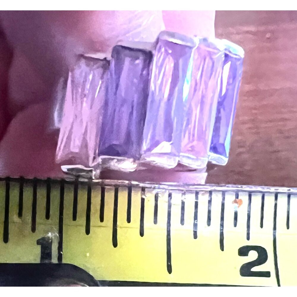 Stunning Sterling Silver 925 Ring With Pink & Purple Gradient Baguette Stones .5 - Picture 11 of 11